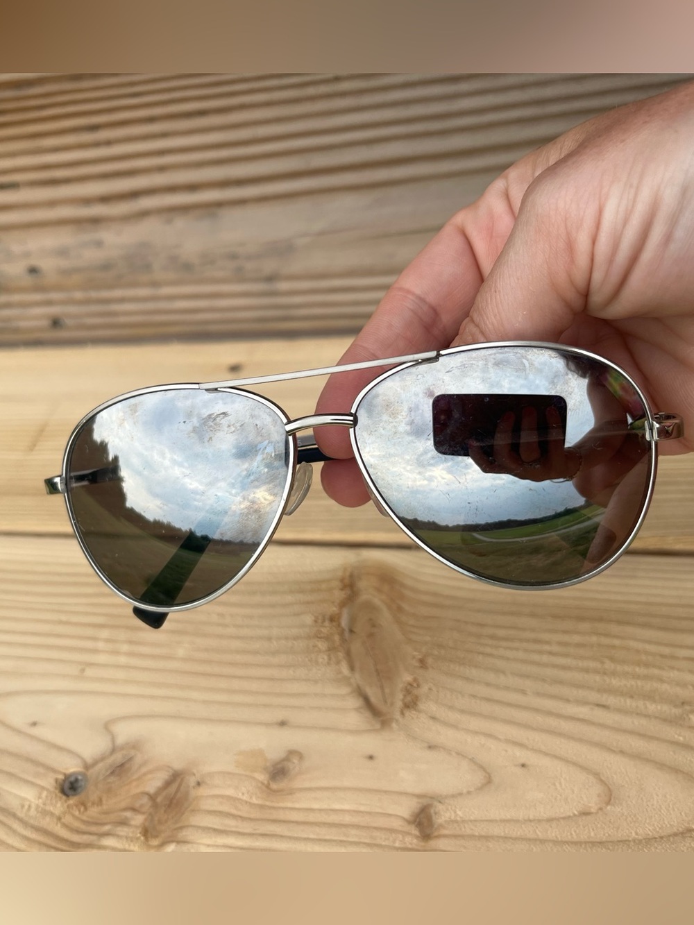 American Eagle Outfitters Men’s Silver Mirrored Aviator Sunglasses